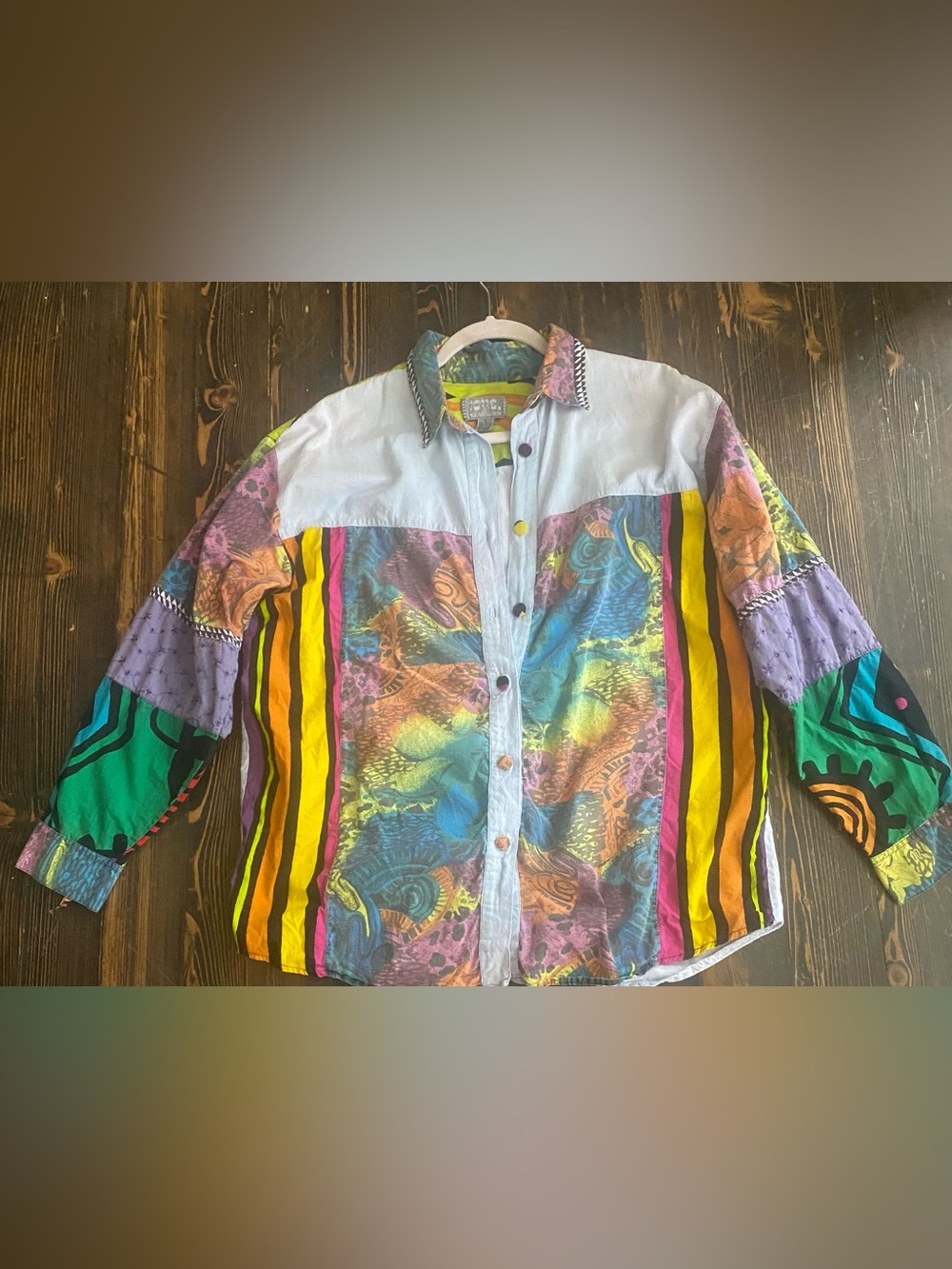 Retro Abstract Multicolor Women’s Button Down Shirt